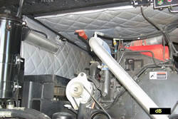 Fiberglass composite used in soundproofing a diesel engine